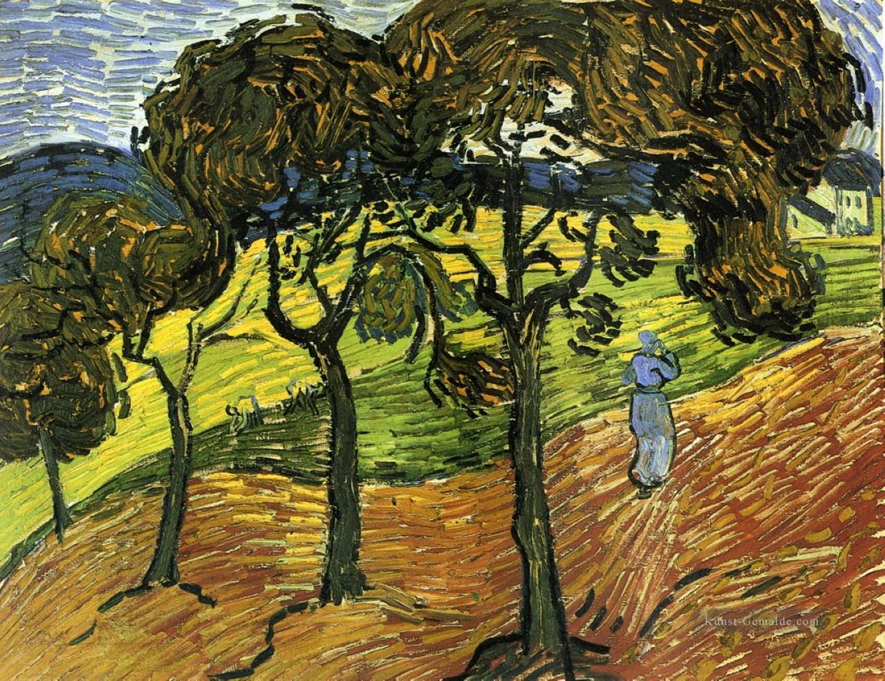 Landschaft mit Bäumen und Figuren Vincent van Gogh Ölgemälde